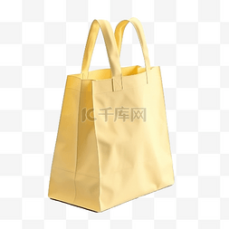 礼物手提袋图片_黄色购物布袋与样机剪切路径隔离