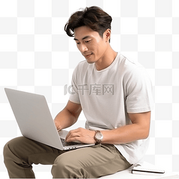 黑色的椅子图片_在家使用笔记本电脑工作的男士穿