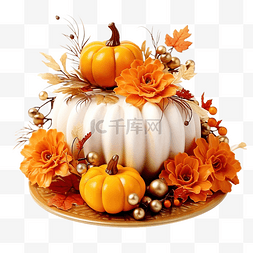 秋季自然主题感恩节南瓜蛋糕