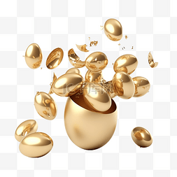 金蛋掉落复活节 3d 渲染图