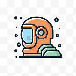 潜水员图片_宇航员头盔插图和抽象线图标设计