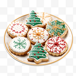 美食圣诞图片_用圣诞图形装饰的圣诞黄油饼干