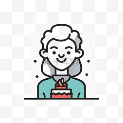 有生日蛋糕图标的老太太 向量
