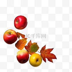 感恩节木空间秋叶中的苹果