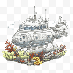 深海底图片_带有机械手的探索性深海深潜器在