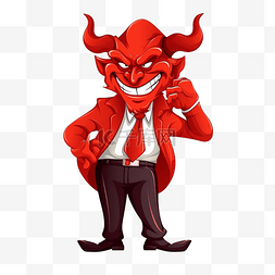 面具恶魔图片_万圣节恶魔穿红衣服的节日插画