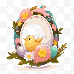 复活节贺卡是一个小彩色圆形蛋框