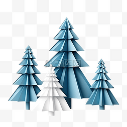 蓝色和白色的纸折纸圣诞树组成