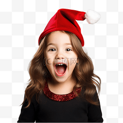 表情滑稽图片_庆祝圣诞节的小女孩滑稽而友好地