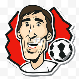 卡通主题设计图片_足球和脸，顶部有一个圆圈 向量
