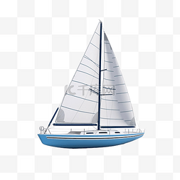 印刷3d图片_3d 渲染蓝色帆船