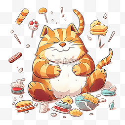 美味薯条图片_有趣的胖猫贪食者友善的微笑和梦