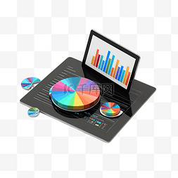经济分析师图片_3D 笔记本电脑与图表和图形分析业