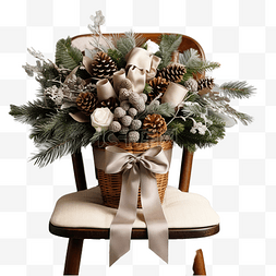 复古餐桌图片_礼物圣诞迷你花束冷杉树枝罐树皮