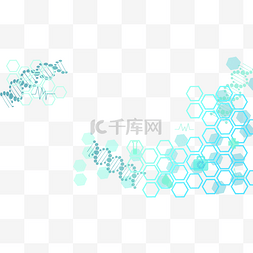 医院实验图片_医学背景与六角形形状边框横图蓝