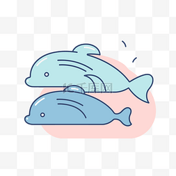 两个可爱的海豚卡通图标 向量