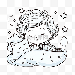 睡覺卡通图片_可爱的小宝宝甜甜地睡在枕头上甜