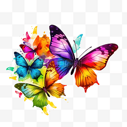 彩虹蝴蝶飞向不同的方向 PNG