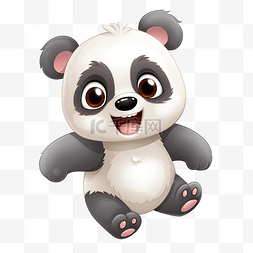 可爱的熊猫奔跑 PNG