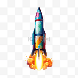 透明引擎图片_弹道导弹在现实风格军用火箭彩色