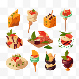 食谱和帽子图片_开胃菜剪贴画集平面式食物和甜点