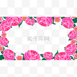 花丛边框图片_山茶花水彩粉色花卉装饰边框