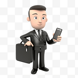 职业介绍背景图片_3d 商人拿着电话和公文包
