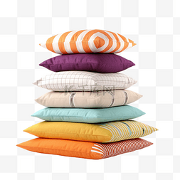 睡觉的枕头图片_一堆彩色图案的枕头