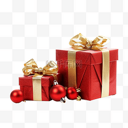 红色礼品盒和金丝带圣诞节和新年