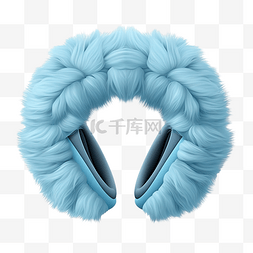 3d客服耳机图片_蓝色毛皮耳罩取暖器冬季元素插画