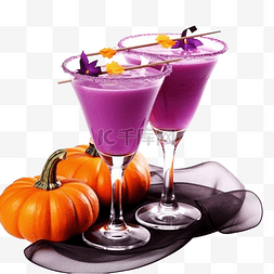 两杯紫色鸡尾酒