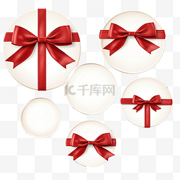 购物季图片_带红丝带和缎蝴蝶结的圣诞圆形纸