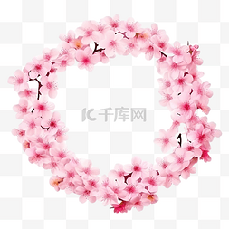 樱花卡片背景图片_美丽的粉红色樱花或樱花花环框架