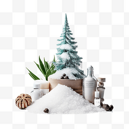 放物品的素材图片_化妆品海盐与健康物品的替代圣诞