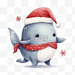 可爱的圣诞元素图片_可爱的圣诞鲸鱼