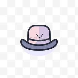 粉色和灰色牛仔帽的线条图标 向