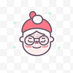 戴着眼镜和帽子的圣诞老人图标 