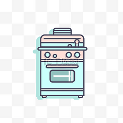 带有粉色和蓝色炉灶线插图的烤箱