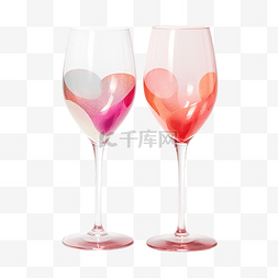 情人节粉红葡萄酒和香槟杯