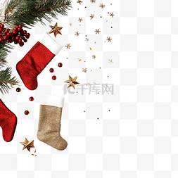带有装饰元素和袜子的圣诞节模拟