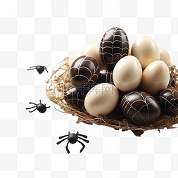 烤蛋图片_万圣节时，茧中蜘蛛蛋形式的糖果