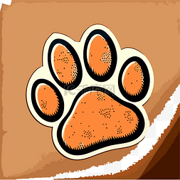 棕色的动物图片_棕色背景上的动物爪印贴纸 向量