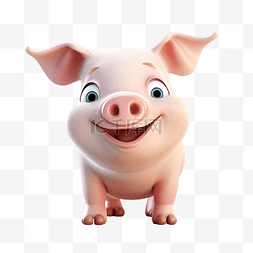 可爱的小猪 3d 插图