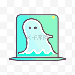 平面鬼魂素材图片_蓝色背景上有鬼魂的电脑 向量