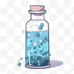 蓝色小瓶子图片_小瓶剪贴画蓝色填充瓶子，里面漂