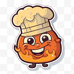橙帽图片_小厨师帽贴纸插画矢量设计