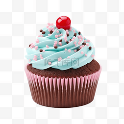 浅蓝色杯子图片_粉色和浅蓝色巧克力蛋糕，撒上糖