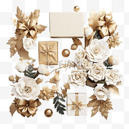 卡通禮品盒图片_圣诞假期装饰用树叶礼物