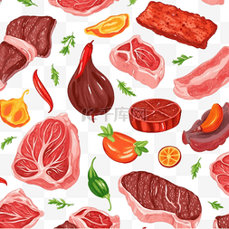 食物线性图片_无缝模式与烧烤肉