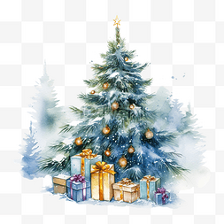 红色节日礼物盒图片_带有装饰圣诞树的贺卡